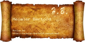 Heimler Bertold névjegykártya